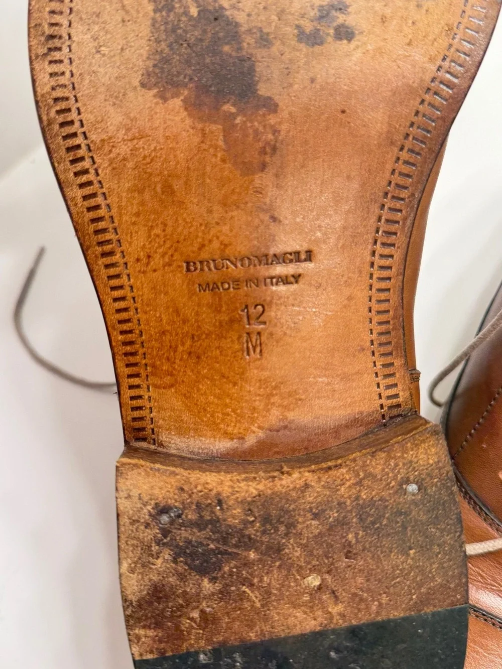 Bruno Magli Cognac Brown Leather Cap-Toe Oxfords